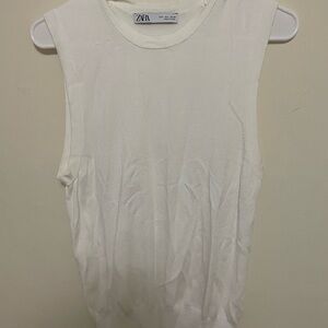 Zara White Sleeveless Muscle Tee